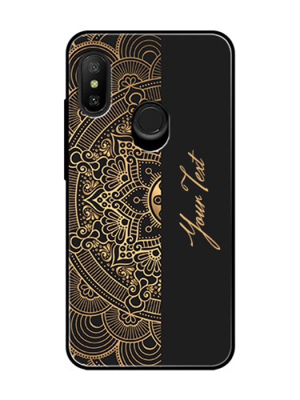 Custom Xiaomi Redmi 6 Pro Photo Printing on Glass Case - Mandala art with custom text Design