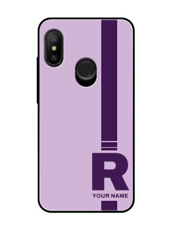Custom Xiaomi Redmi 6 Pro Photo Printing on Glass Case - Simple dual tone stripe with name Design