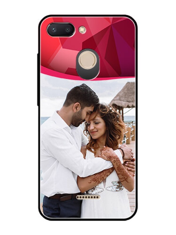 Custom Redmi 6 Custom Glass Mobile Case  - Red Abstract Design