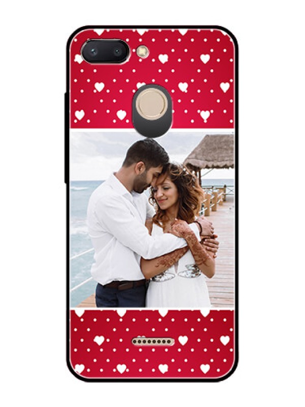 Custom Redmi 6 Photo Printing on Glass Case  - Hearts Mobile Case Design