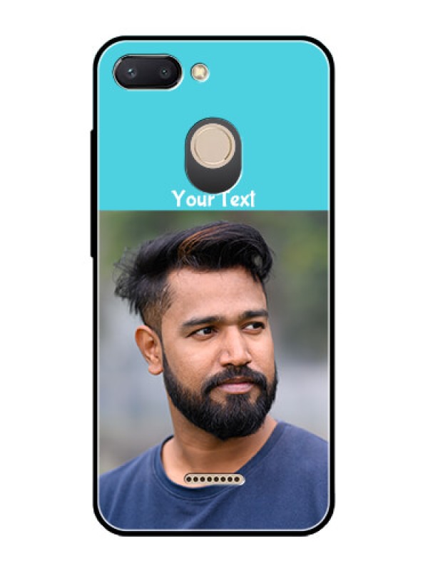 Custom Redmi 6 Personalized Glass Phone Case  - Simple Blue Color Design
