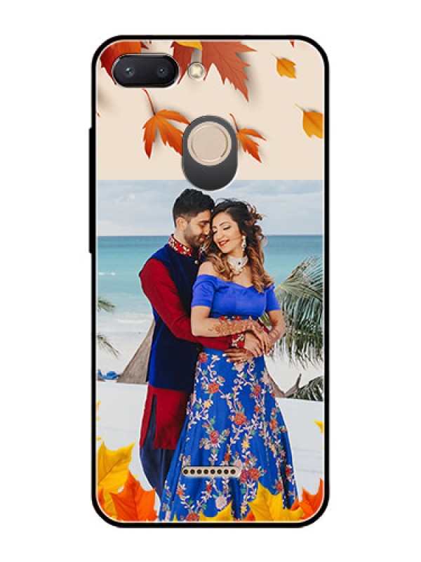 Custom Redmi 6 Photo Printing on Glass Case  - Autumn Maple Leaves Design