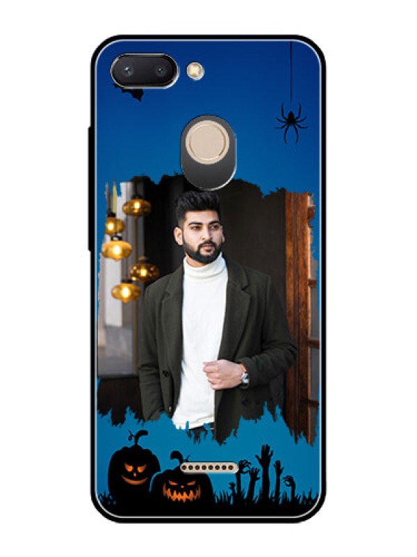 Custom Redmi 6 Photo Printing on Glass Case  - with pro Halloween design 
