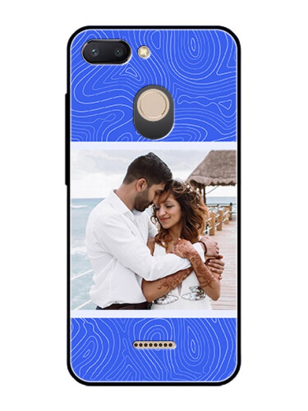 Custom Xiaomi Redmi 6 Custom Glass Mobile Case - Curved line art with blue and white Design