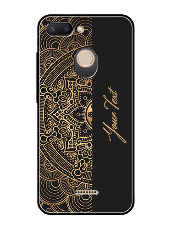 Custom Xiaomi Redmi 6 Photo Printing on Glass Case - Mandala art with custom text Design