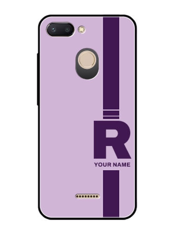 Custom Xiaomi Redmi 6 Photo Printing on Glass Case - Simple dual tone stripe with name Design
