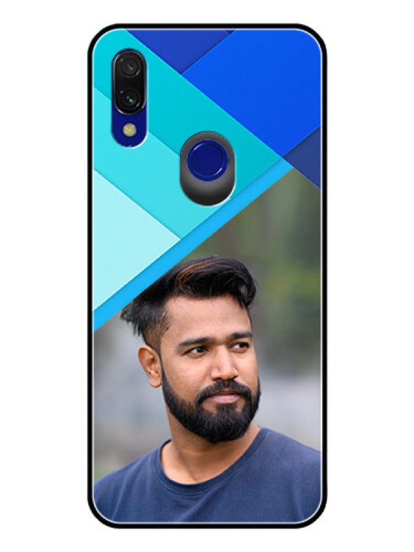 Custom Redmi 7 Custom Glass Phone Case  - Blue Pattern Design