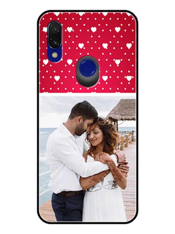 Custom Redmi 7 Photo Printing on Glass Case  - Hearts Mobile Case Design
