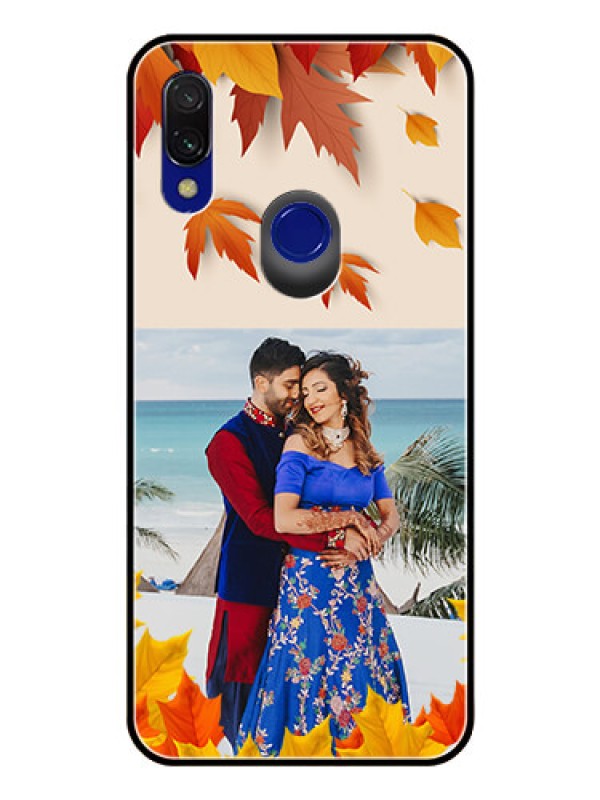 Custom Redmi 7 Photo Printing on Glass Case  - Autumn Maple Leaves Design