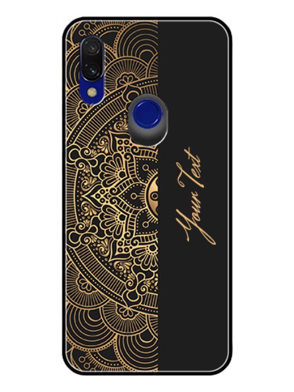 Custom Xiaomi Redmi 7 Photo Printing on Glass Case - Mandala art with custom text Design
