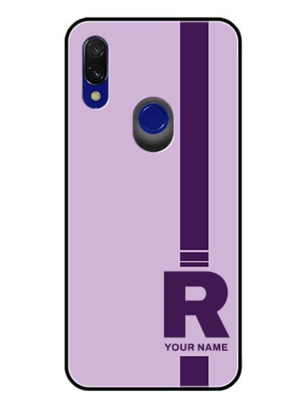 Custom Xiaomi Redmi 7 Photo Printing on Glass Case - Simple dual tone stripe with name Design