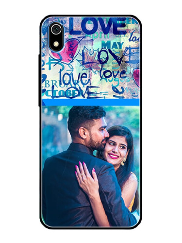 Custom Redmi 7A Custom Glass Mobile Case  - Colorful Love Design