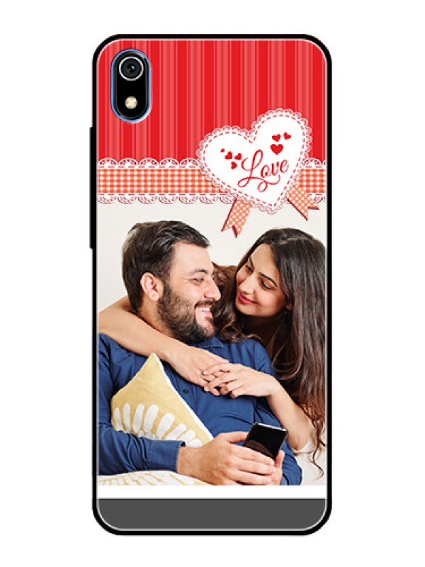 Custom Redmi 7A Custom Glass Mobile Case  - Red Love Pattern Design