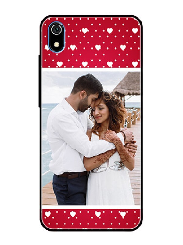 Custom Redmi 7A Photo Printing on Glass Case  - Hearts Mobile Case Design