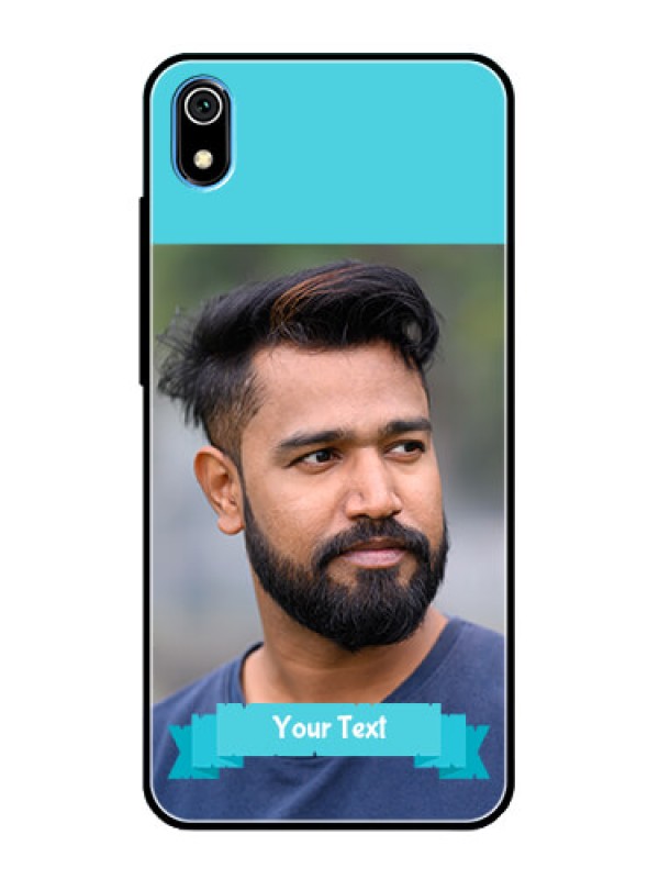 Custom Redmi 7A Personalized Glass Phone Case  - Simple Blue Color Design