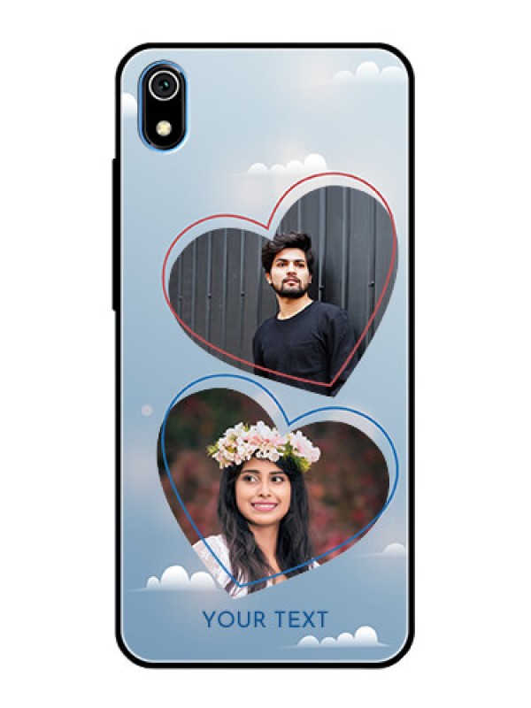 Custom Redmi 7A Custom Glass Mobile Case  - Blue Color Couple Design 