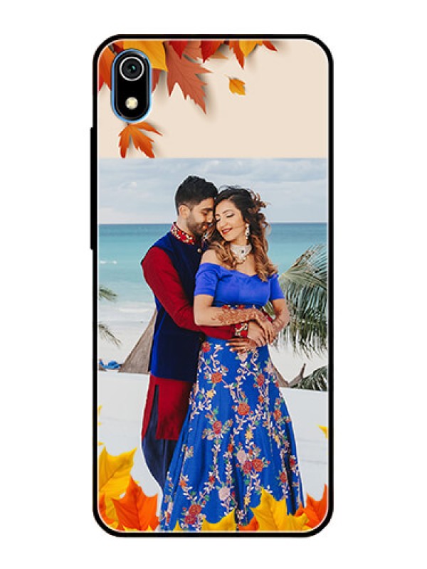 Custom Redmi 7A Photo Printing on Glass Case  - Autumn Maple Leaves Design