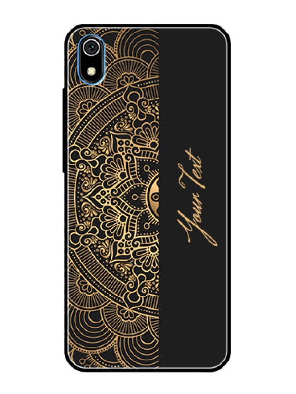 Custom Xiaomi Redmi 7A Photo Printing on Glass Case - Mandala art with custom text Design