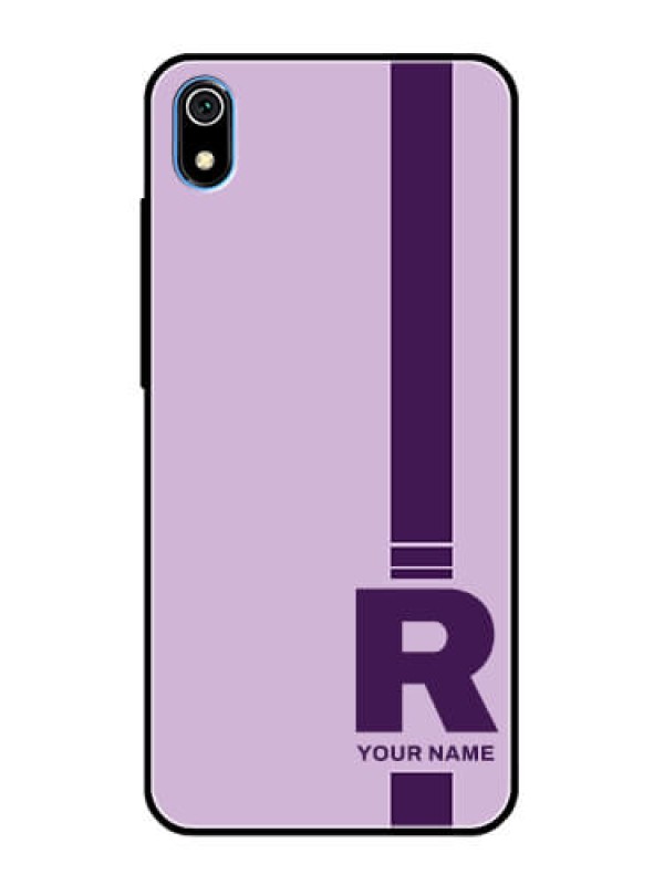 Custom Xiaomi Redmi 7A Photo Printing on Glass Case - Simple dual tone stripe with name Design