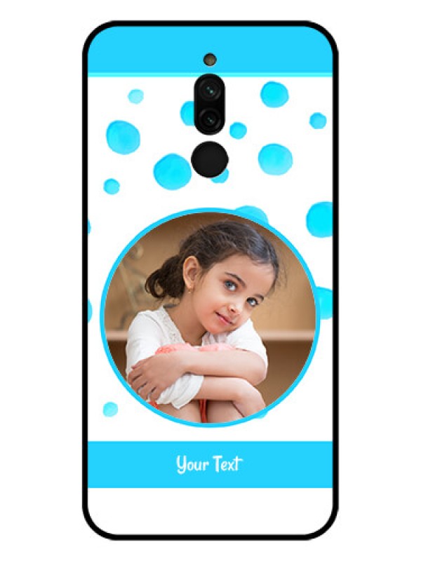 Custom Xiaomi Redmi 8 Photo Printing on Glass Case - Blue Bubbles Pattern Design