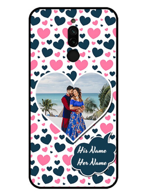Custom Xiaomi Redmi 8 Custom Glass Phone Case - Pink & Blue Heart Design