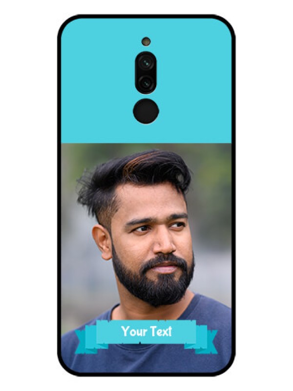 Custom Xiaomi Redmi 8 Personalized Glass Phone Case - Simple Blue Color Design