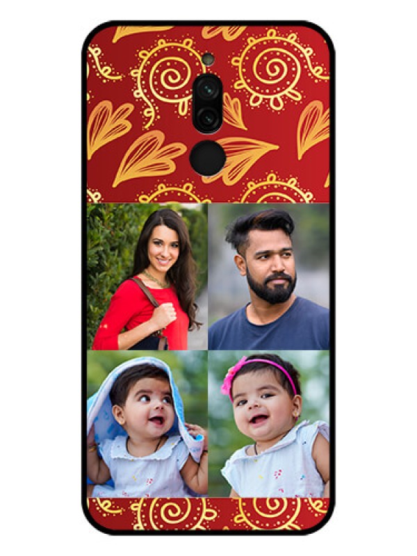 Custom Xiaomi Redmi 8 Photo Printing on Glass Case - 4 Image Traditional Design