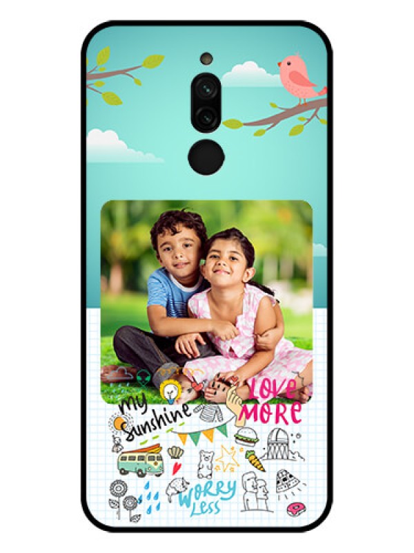 Custom Xiaomi Redmi 8 Photo Printing on Glass Case - Doodle love Design
