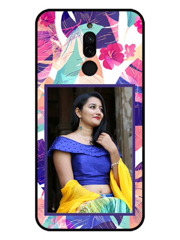 Custom Xiaomi Redmi 8 Custom Glass Mobile Case - Abstract Floral Design