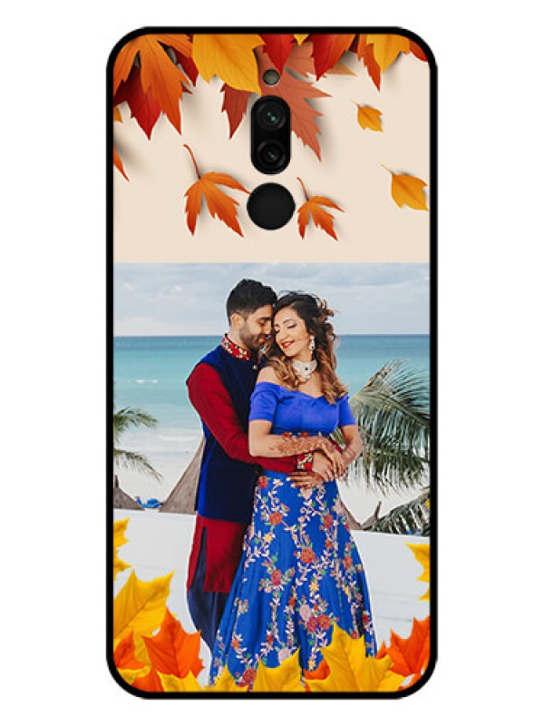 Custom Xiaomi Redmi 8 Photo Printing on Glass Case - Autumn Maple Leaves Design