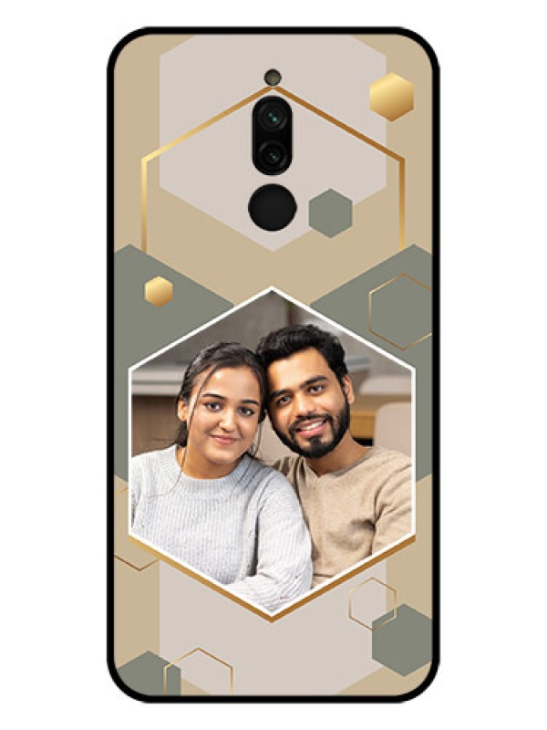 Custom Xiaomi Redmi 8 Photo Printing on Glass Case - Stylish Hexagon Pattern Design