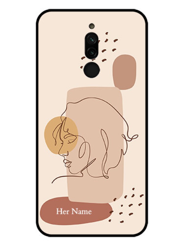 Custom Xiaomi Redmi 8 Photo Printing on Glass Case - Calm Woman line art Design