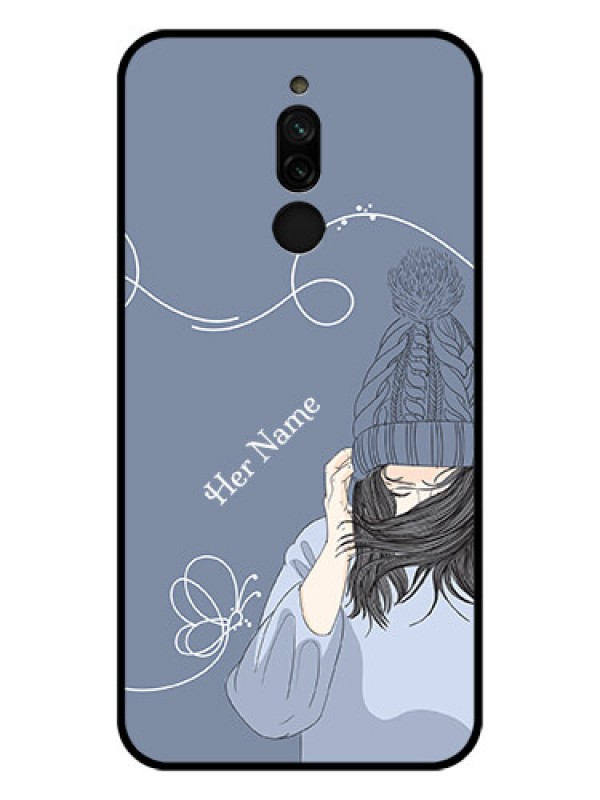Custom Xiaomi Redmi 8 Custom Glass Mobile Case - Girl in winter outfit Design