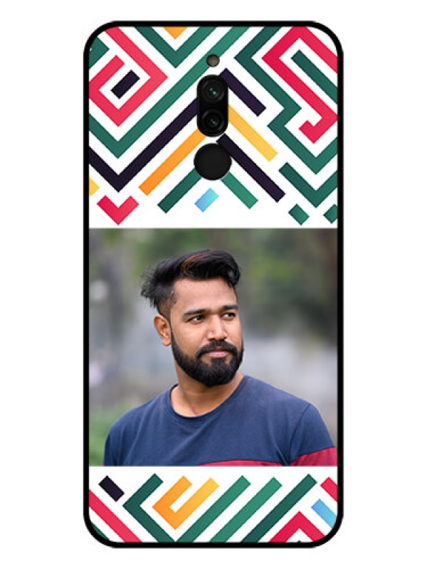 Custom Xiaomi Redmi 8 Personalized Glass Phone Case - Colorful Maze Pattern Design