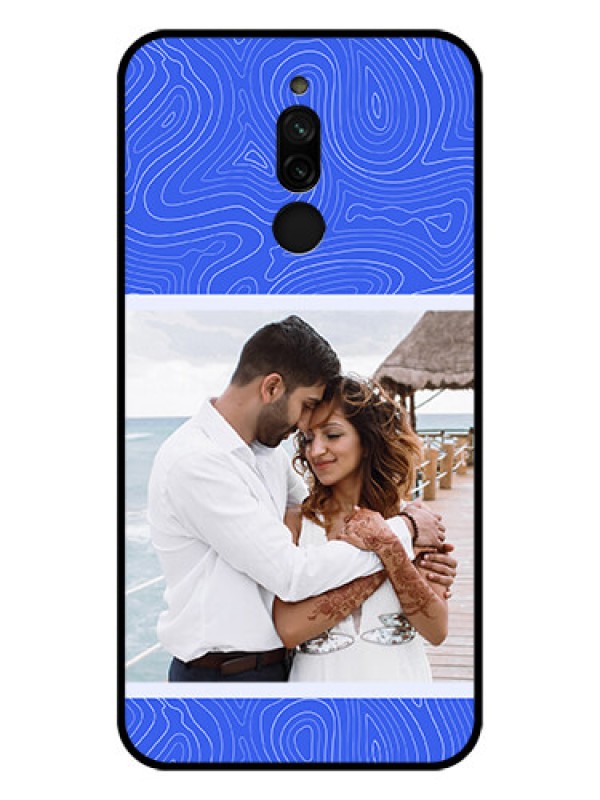 Custom Xiaomi Redmi 8 Custom Glass Mobile Case - Curved line art with blue and white Design