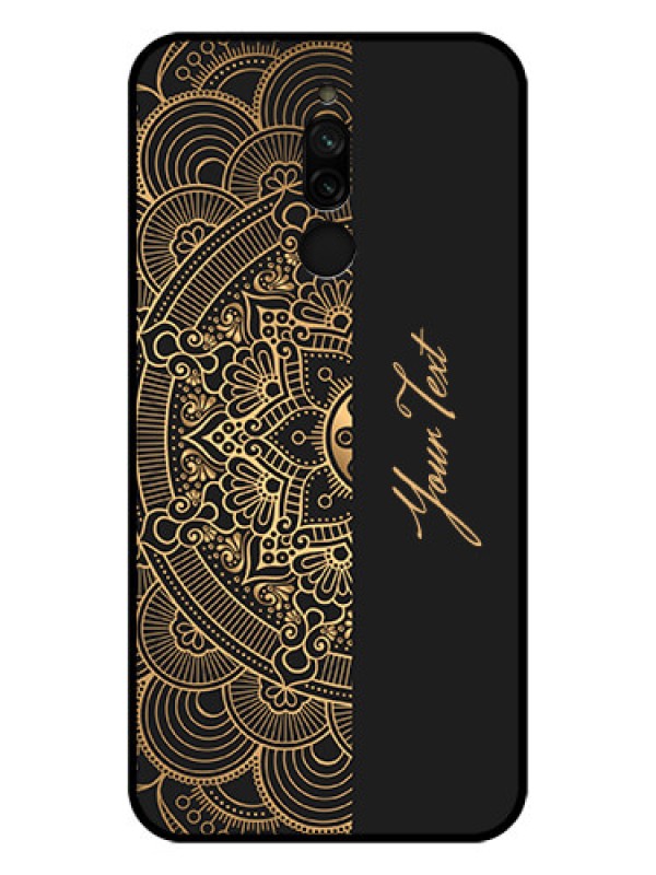 Custom Xiaomi Redmi 8 Photo Printing on Glass Case - Mandala art with custom text Design
