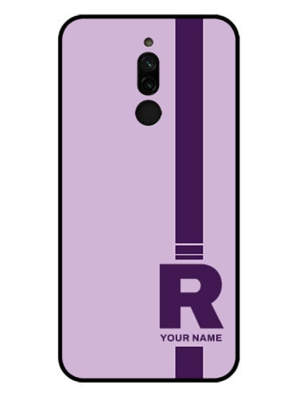 Custom Xiaomi Redmi 8 Photo Printing on Glass Case - Simple dual tone stripe with name Design