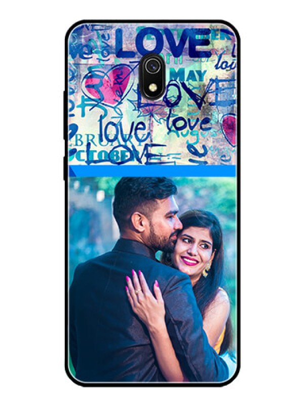 Custom Redmi 8A Custom Glass Mobile Case  - Colorful Love Design
