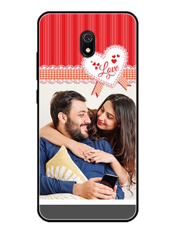 Custom Redmi 8A Custom Glass Mobile Case  - Red Love Pattern Design