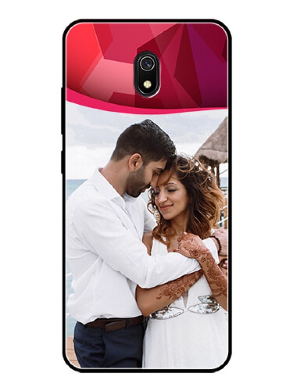 Custom Redmi 8A Custom Glass Mobile Case  - Red Abstract Design