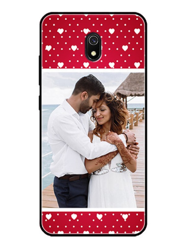 Custom Redmi 8A Photo Printing on Glass Case  - Hearts Mobile Case Design