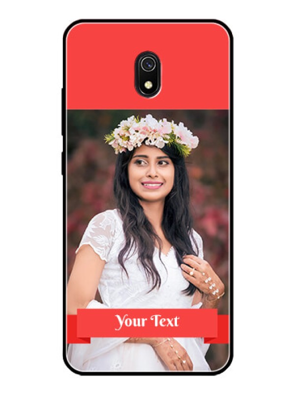 Custom Redmi 8A Custom Glass Phone Case  - Simple Red Color Design