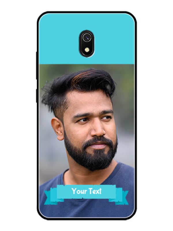 Custom Redmi 8A Personalized Glass Phone Case  - Simple Blue Color Design