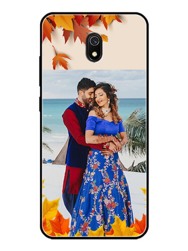 Custom Redmi 8A Photo Printing on Glass Case  - Autumn Maple Leaves Design