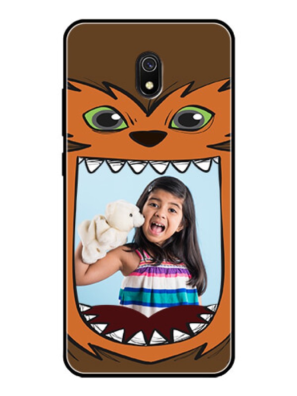 Custom Redmi 8A Photo Printing on Glass Case  - Owl Monster Back Case Design