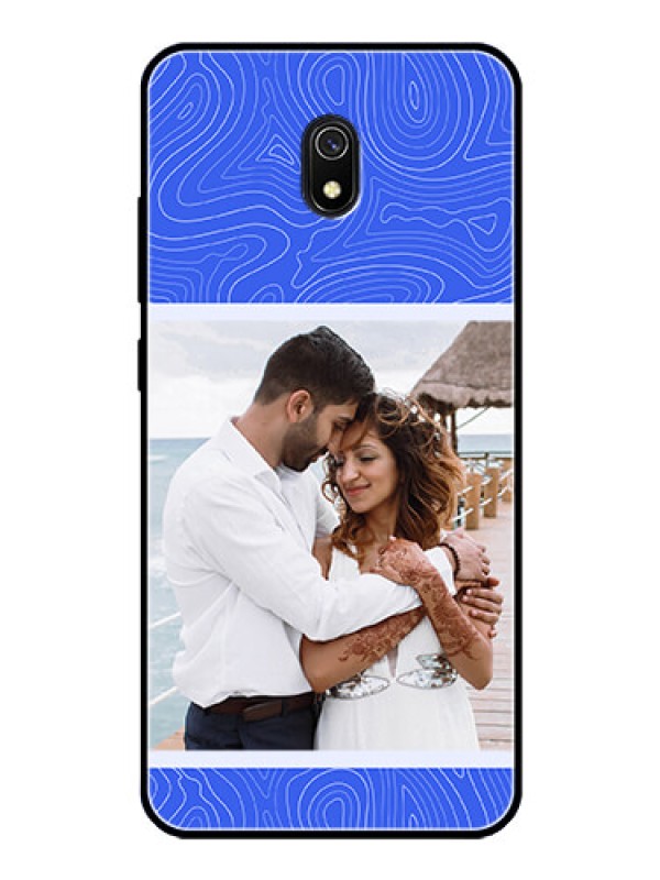 Custom Xiaomi Redmi 8A Custom Glass Mobile Case - Curved line art with blue and white Design