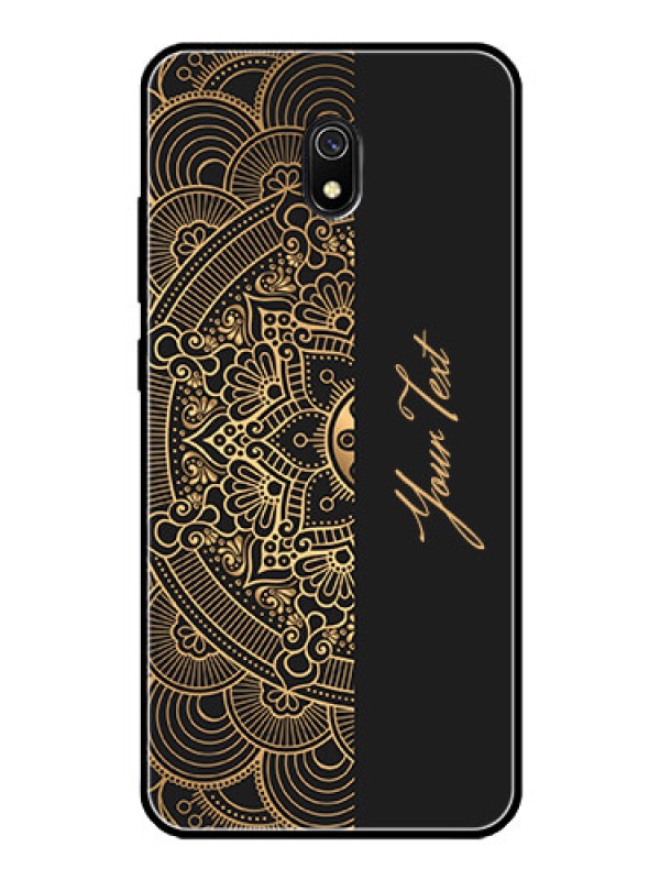 Custom Xiaomi Redmi 8A Photo Printing on Glass Case - Mandala art with custom text Design