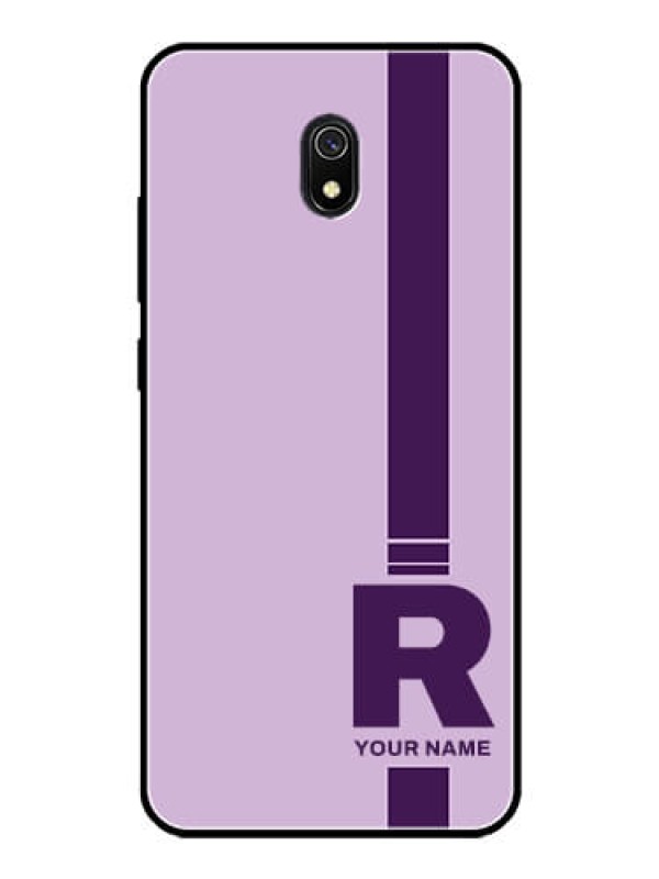 Custom Xiaomi Redmi 8A Photo Printing on Glass Case - Simple dual tone stripe with name Design