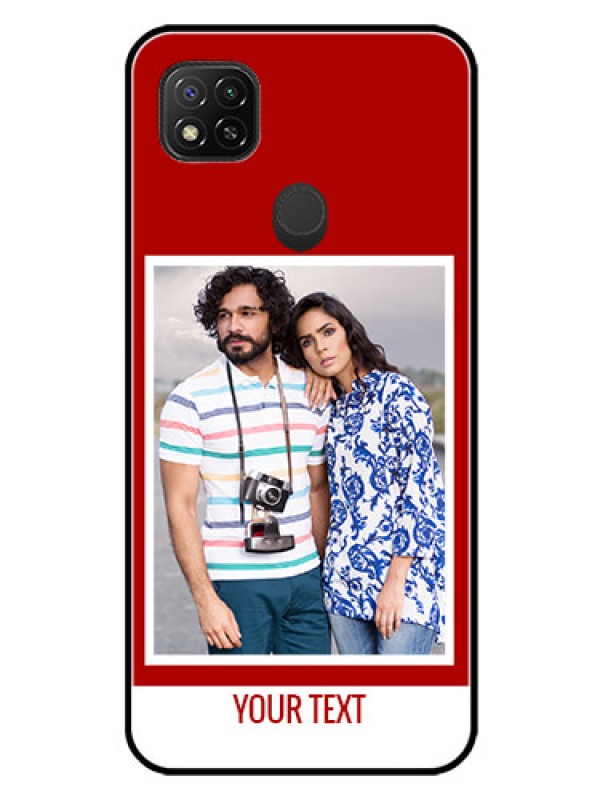 Custom Redmi 9 Activ Personalized Glass Phone Case  - Simple Red Color Design