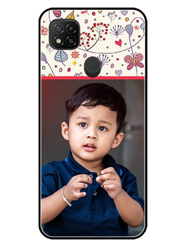 Custom Redmi 9 Activ Custom Glass Mobile Case  - Premium Floral Design